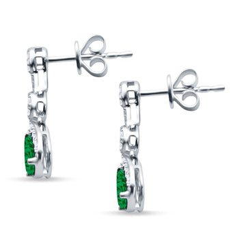 Drop Dangle Pear Stud Earrings Green Emerald CZ 925 Sterling Silver wholesale